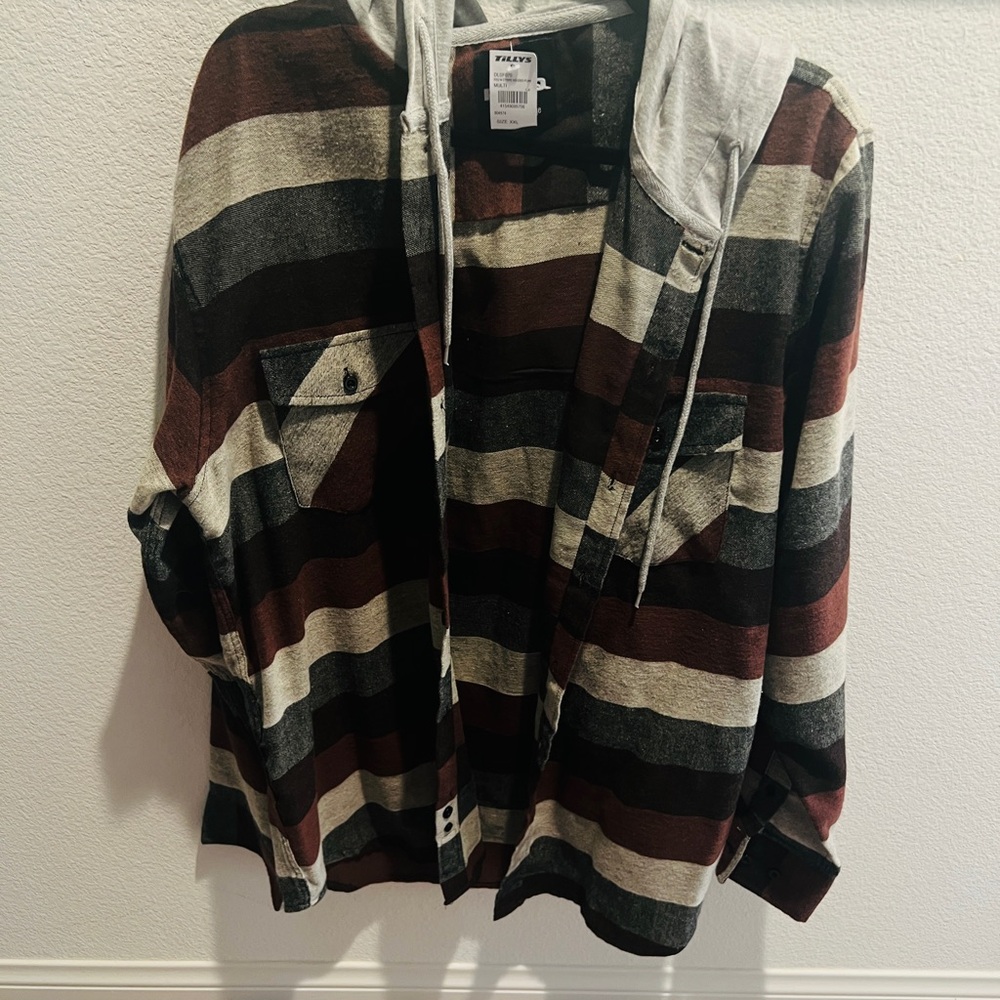 RSQ Plaid Hooded Shirt Jacket